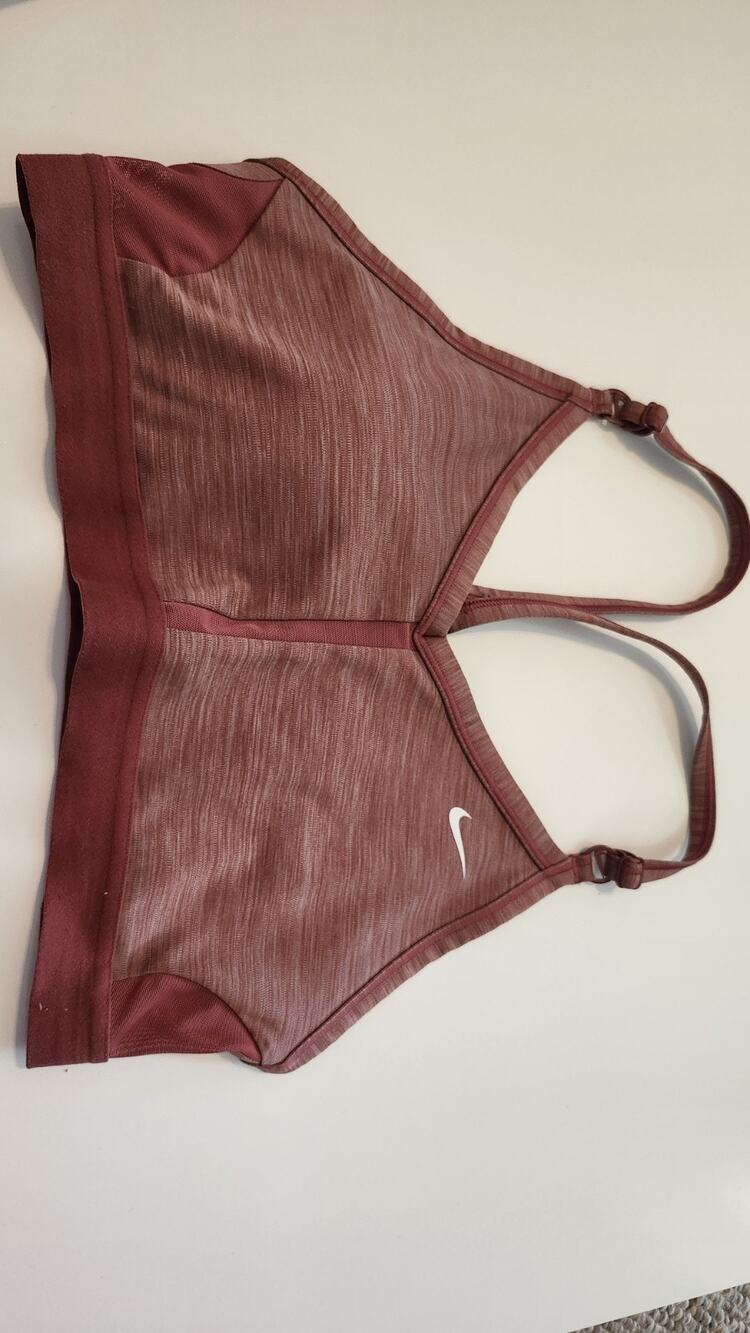 Nike Dri-FIT Indy V-Neck Sports Bra Womens Large Burgundy Canyon Rust #426